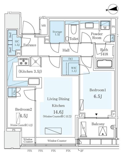 パークコート ザ・三番町ハウス(2LDK/3階)の間取り写真