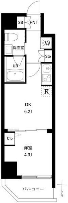 アーバンパーク日暮里Ⅱ(1DK/8階)の間取り写真