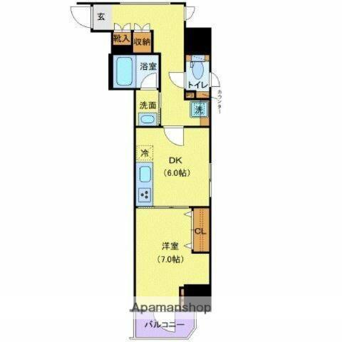 ジェノヴィア御徒町スカイガーデン(1DK/6階)の間取り写真