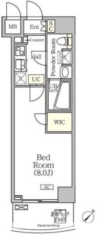 アジールコート門前仲町(1K/9階)の間取り写真