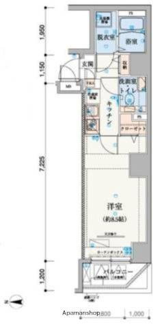 リヴシティ上野入谷(1K/7階)の間取り写真