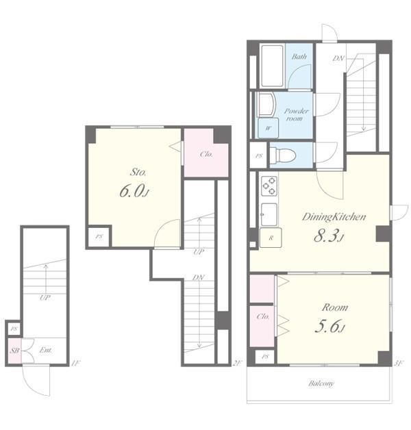 ホヌ オハマ(2DK/2階)の間取り写真