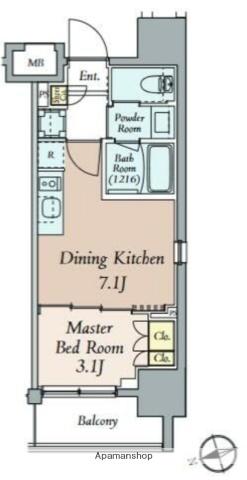 クレストコート本郷三丁目(1DK/2階)の間取り写真