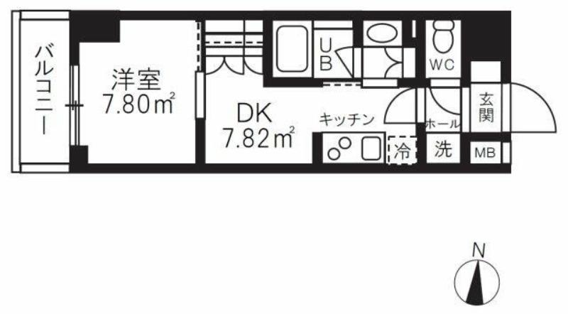グランパセオ清澄白河Ⅱ(1DK/7階)の間取り写真