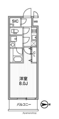 LUNIQ新御徒町Ⅰ(1K/3階)の間取り写真