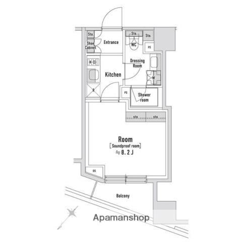 TRACK八丁堀(1K/8階)の間取り写真