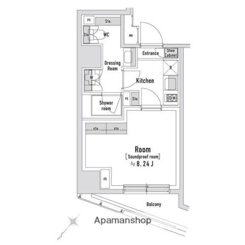 TRACK八丁堀(1K/6階)の間取り写真