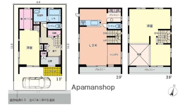 東京都新宿線 瑞江駅 徒歩8分 3階建 築13年(2SLDK)の間取り写真
