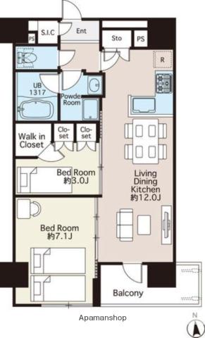 REFRAME5ASAKUSABASHI(2LDK/13階)の間取り写真