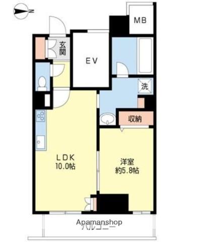 ARIES CORE(1LDK/8階)の間取り写真
