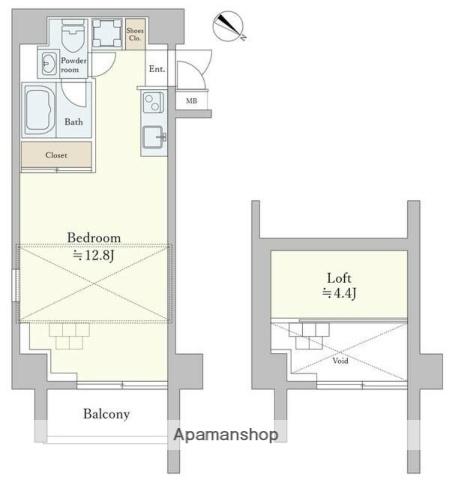 TALIESIN CY(ワンルーム/2階)の間取り写真