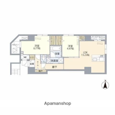 SKYWOOD錦糸町(2LDK/4階)の間取り写真
