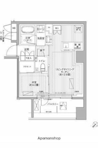 イニシア築地レジデンス(1LDK/7階)の間取り写真