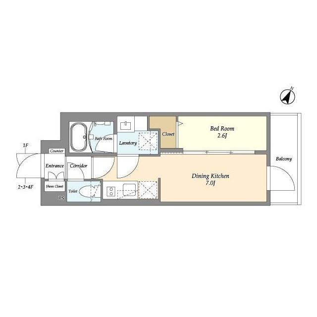 グランカーサ千駄木(1DK/4階)の間取り写真