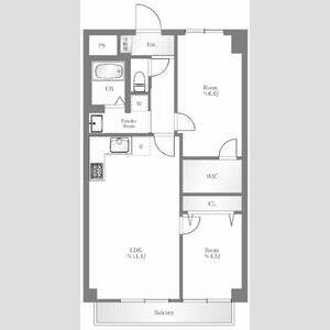 ドヌール蔵前(2LDK/5階)の間取り写真