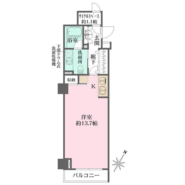 日本橋室町デュープレックスポーション(ワンルーム/11階)の間取り写真