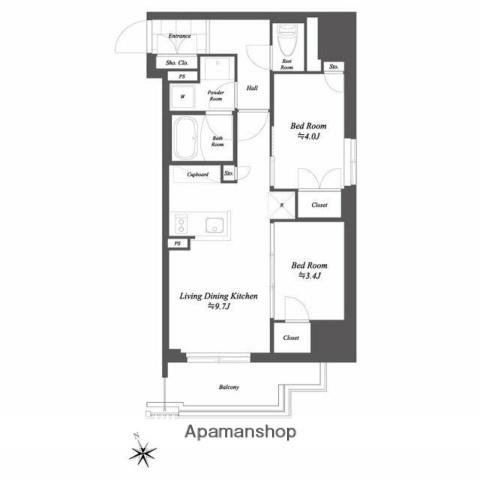 THE GATEHOUSE浅草雷門(2LDK/8階)の間取り写真