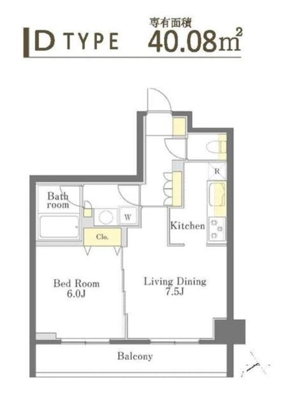 DIMUS勝どき(1LDK/2階)の間取り写真