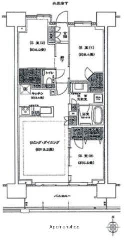 プラウドタワー清澄白河(3LDK/10階)の間取り写真