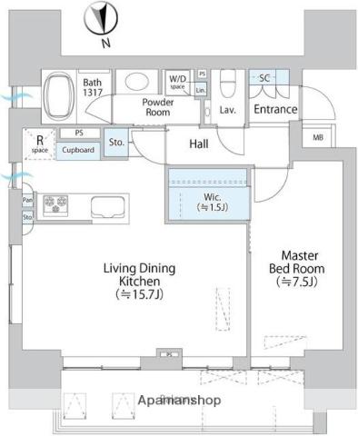 パークホームズ本郷三丁目(1LDK/5階)の間取り写真