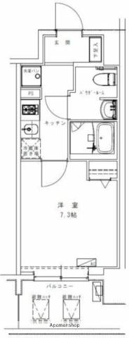 GENOVIA浅草Ⅶ(1K/6階)の間取り写真
