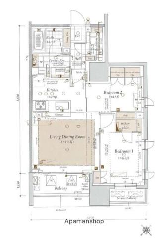 アネシア築地ステーションレジデンス 6階階 間取り