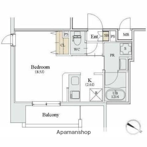 カスタリア人形町Ⅲ(1K/9階)の間取り写真