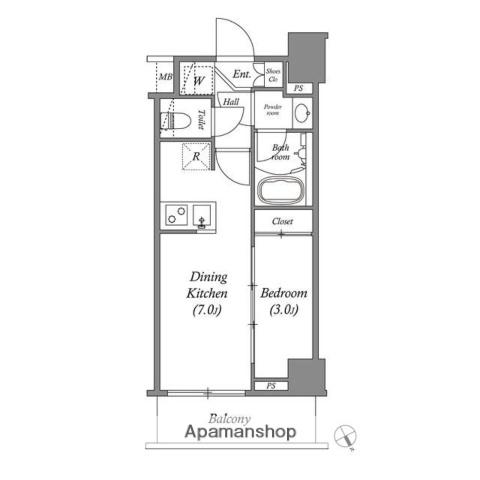 ARKMARK水天宮前Ⅱ(1DK/5階)の間取り写真