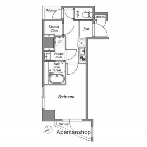 ES GRANDE門前仲町(1K/3階)の間取り写真