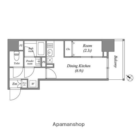 クオリタス日本橋浜町(1DK/4階)の間取り写真