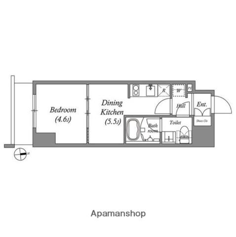 クオリタス浅草橋(1DK/6階)の間取り写真