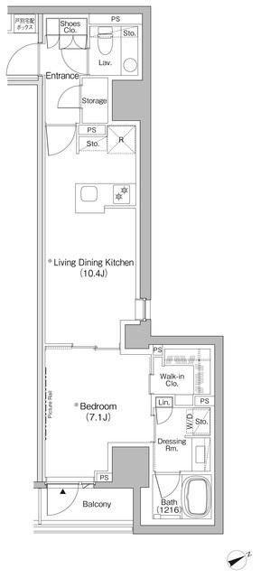 ザ・パークハビオ日本橋茅場町(1LDK/3階)の間取り写真