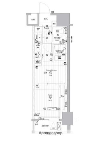 PREMIUM CUBE 亀戸(1DK/5階)の間取り写真