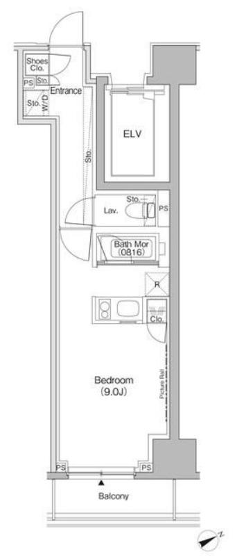 ザ・パークハビオ日本橋茅場町(ワンルーム/5階)の間取り写真
