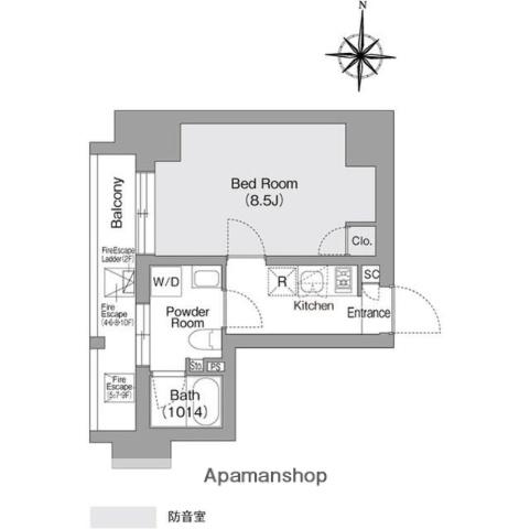 コンフォリア・リヴ森下MUTIO(1K/6階)の間取り写真