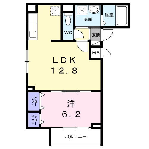 エルグ3(1LDK/2階)の間取り写真