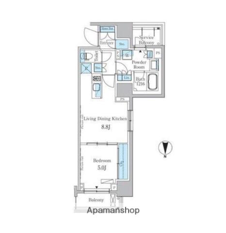 パークアクシス蔵前(1LDK/14階)の間取り写真