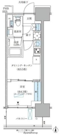 パークアクシス西大島コンフォートスクエア(1DK/11階)の間取り写真