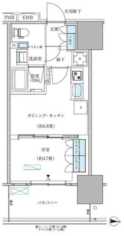 パークアクシス西大島コンフォートスクエア(1DK/9階)の間取り写真
