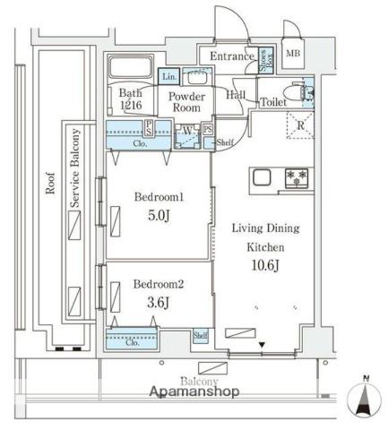 リテラス住吉(2LDK/8階)の間取り写真