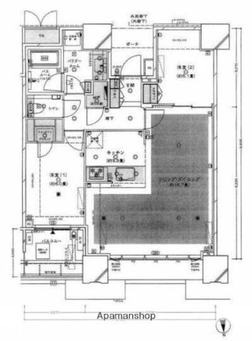ドゥ・トゥール ウエスト棟(2SLDK/37階)の間取り写真