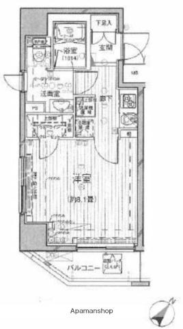 プレールドゥーク押上TOWER CITY(1K/3階)の間取り写真