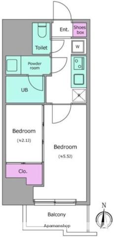 ドゥーエ亀戸Ⅲ(2K/3階)の間取り写真