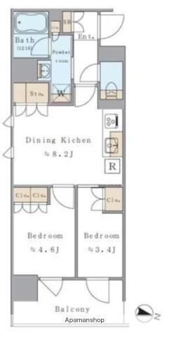 BRILLIA IST 両国(2DK/7階)の間取り写真