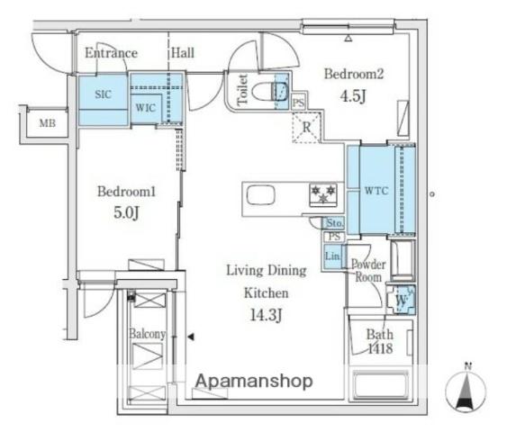SOLASIARESIDENCE亀戸(2LDK/4階)の間取り写真