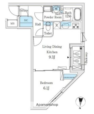 SOLASIARESIDENCE亀戸(1LDK/5階)の間取り写真