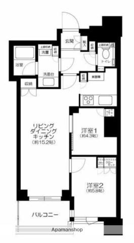パークタワー勝どきサウス(2LDK/43階)の間取り写真