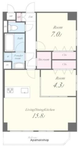 エスペランサ7(2LDK/4階)の間取り写真