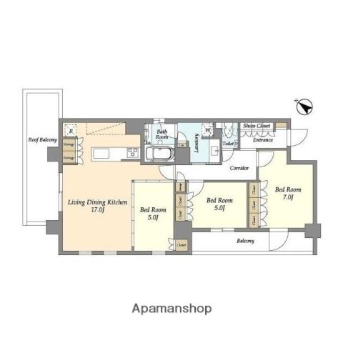 グランカーサ瑞江(3LDK/6階)の間取り写真