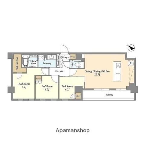 グランカーサ瑞江(3LDK/6階)の間取り写真